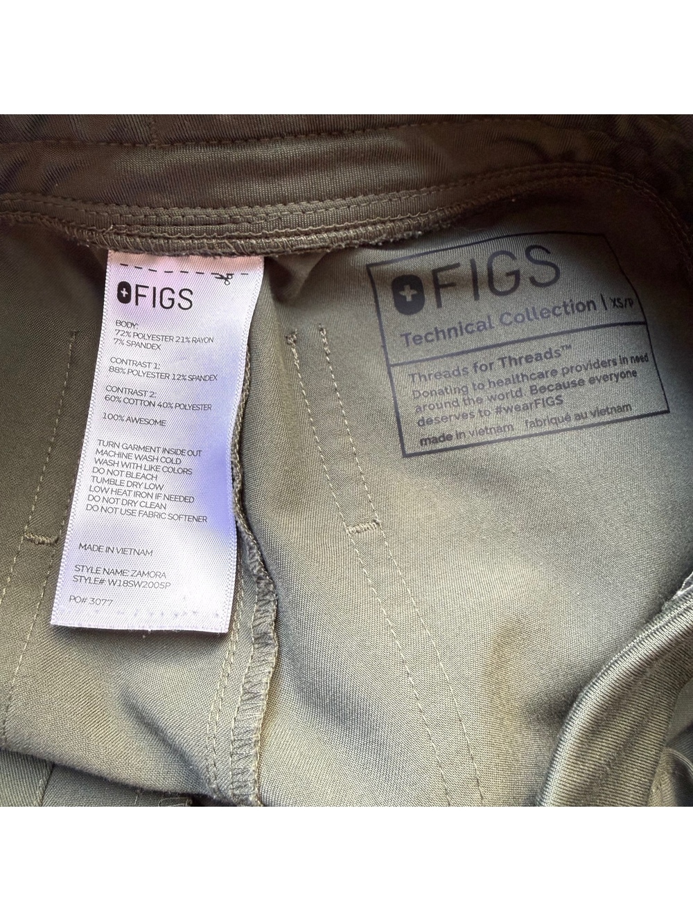 FIGS Zamora Jogger women’s Scrub Pants Olive Green XS/P Technical Collection V - Picture 7 of 8